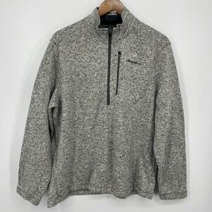 Eddie Bauer Sweatshirt Men's Size XL Heather Gray Pullover 1/4 Zip Logo Pocket